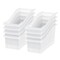 IRIS USA 15" x 6" Plastic Connecting Book and Paper Storage Container Bin, 8-Pack, Vertical Standing Plastic Book Binder Notebook File Craft Organizer Box for Office, Clear